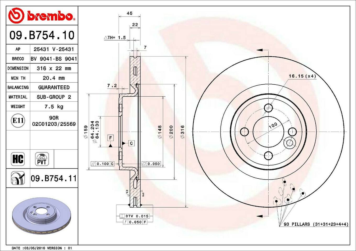 Mini Brembo Disc Brake Rotor - Front (316mm) 34106784366